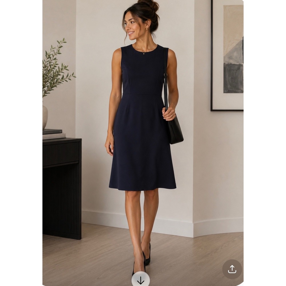 Classiques Entier Navy Blue Sleeveless Fit and Flare Dress Size 6‎